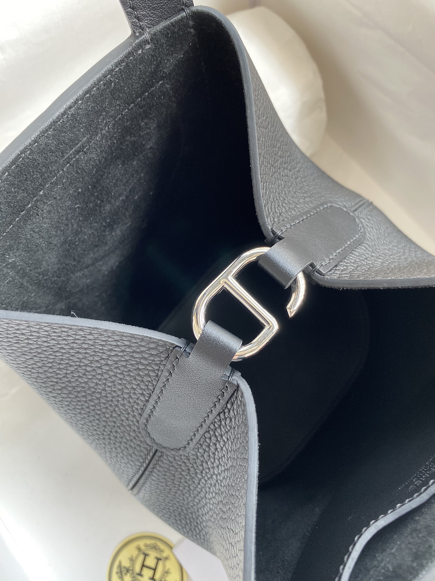 Hermes In The Loop 18 Bag In Black Clemence Leather